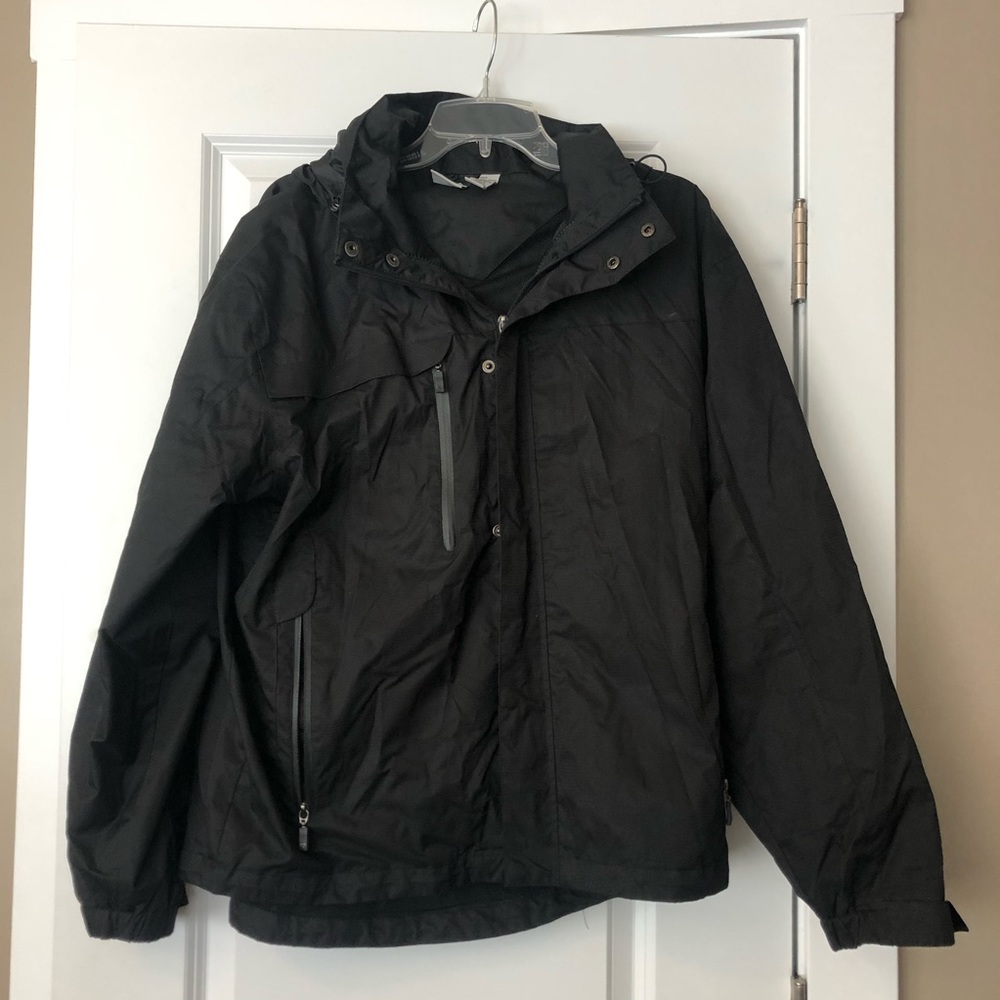 Men’s black raincoat with hood